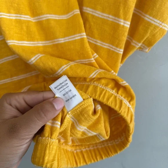 Marine Layer Blaine Cinch Women's Top in Yellow and White Stripes - Picture 5 of 7